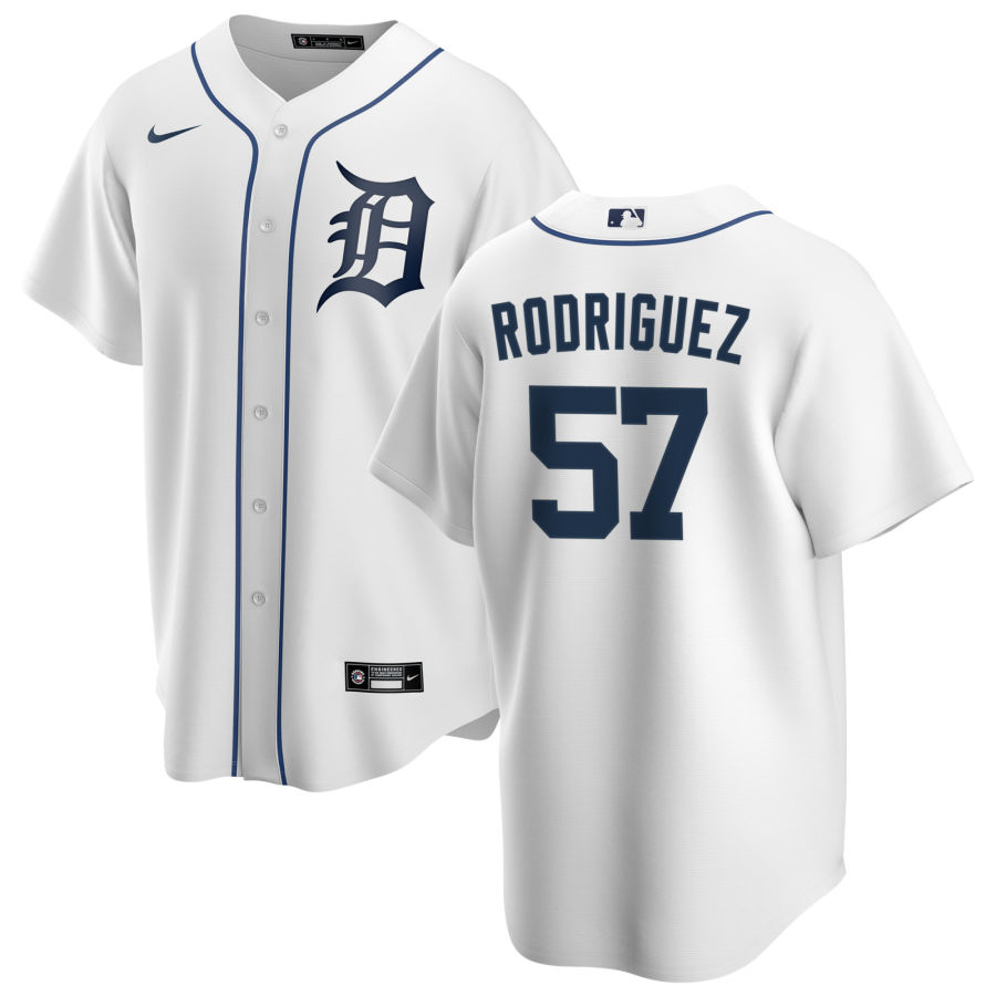 Mens Detroit Tigers #57 Eduardo Rodriguez Nike White Home CoolBase Jersey