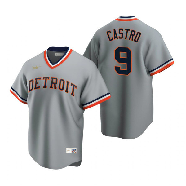Mens Detroit Tigers #9 Willi Castro Nike Gray Cooperstown Collection Jersey