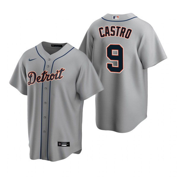 Mens Detroit Tigers #9 Willi Castro Nike Gray Road Flexbase Jersey
