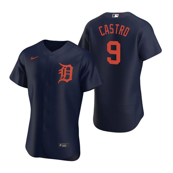 Mens Detroit Tigers #9 Willi Castro Nike Navy Orange Flex base Jersey