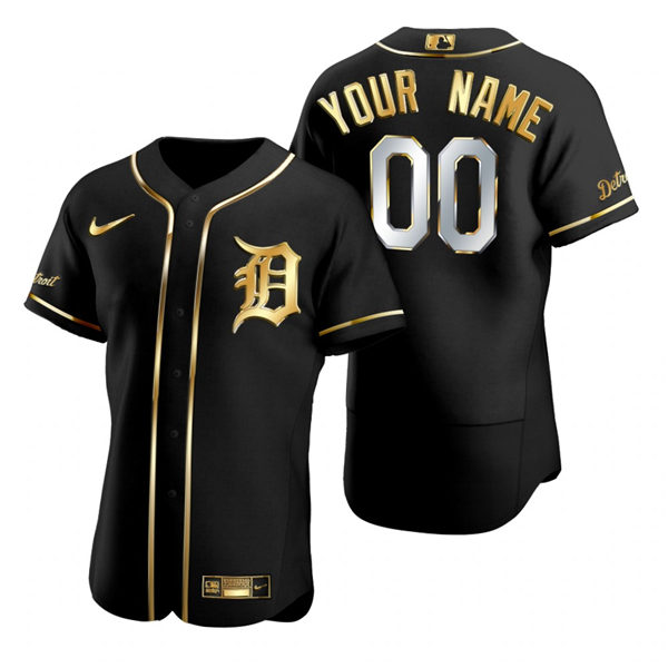 Mens Detroit Tigers Custom Kirk Gibson Alan Trammell Sean Casey Jack Morris Nike Black Golden Edition Jersey