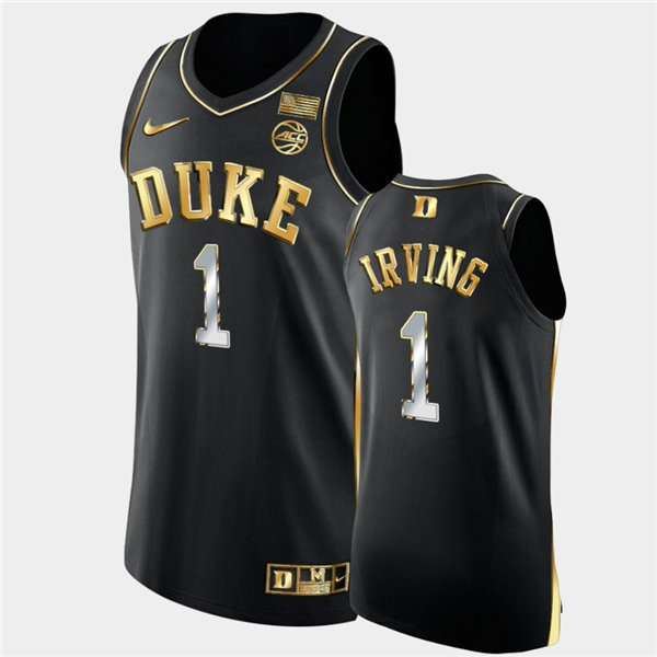 Mens Duke Blue Devils #1 Kyrie Irving Nike Black Golden Edition Basketball Jersey