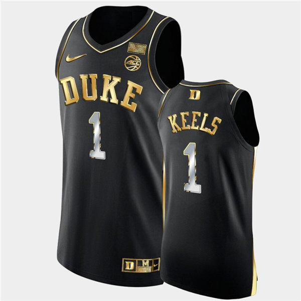 Mens Duke Blue Devils #1 Trevor Keels Nike Black Golden Edition Basketball Jersey