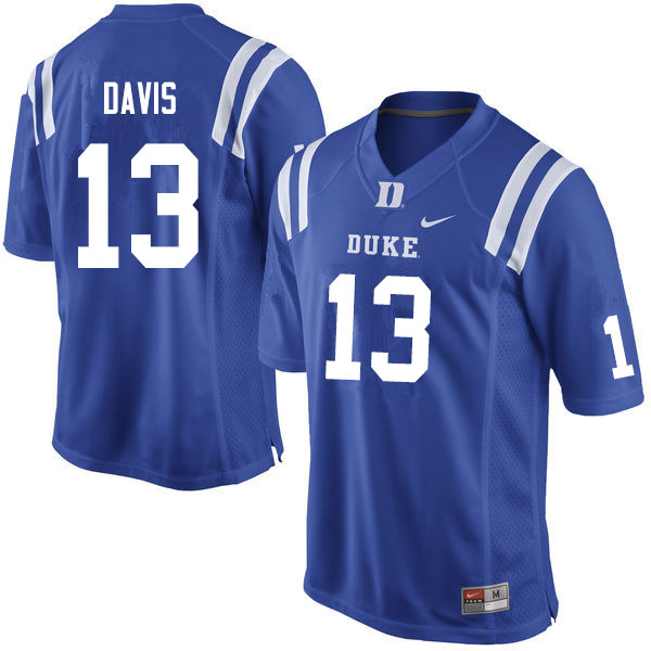Mens Duke Blue Devils #13 Tony Davis Nike Royal College Football Jersey