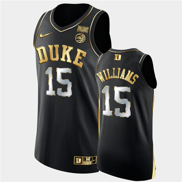 Mens Duke Blue Devils #15 Mark Williams Nike Black Golden Edition Basketball Jersey