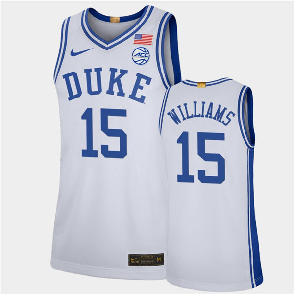 Mens Duke Blue Devils #15 Mark Williams Nike White College Basketball Game Jersey