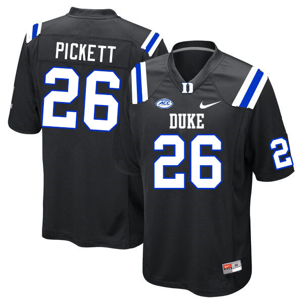 Mens Duke Blue Devils #26 Joshua Pickett Nike Black College Football Game Jersey