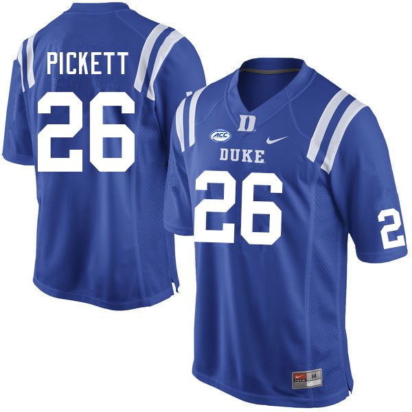 Mens Duke Blue Devils #26 Joshua Pickett Nike Royal College Football Jersey