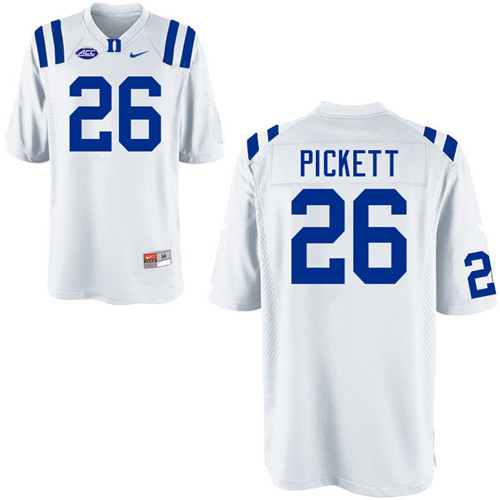 Mens Duke Blue Devils #26 Joshua Pickett Nike White College Stitched Football Jersey