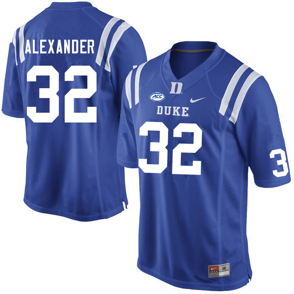 Mens Duke Blue Devils #32 Jalen Alexander Nike Royal College Football Jersey