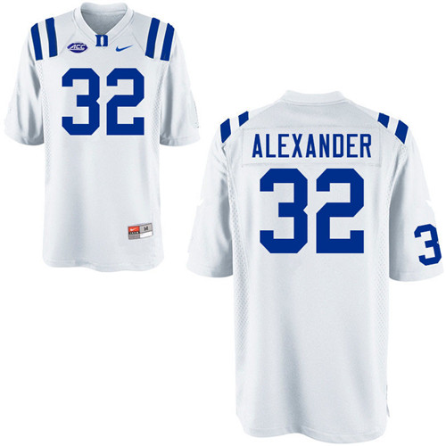 Mens Duke Blue Devils #32 Jalen Alexander Nike White College Stitched Football Jersey