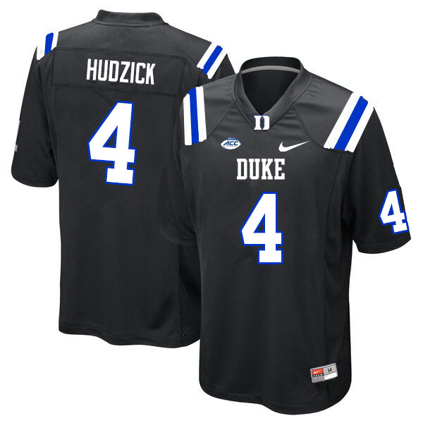 Mens Duke Blue Devils #4 Myles Hudzick  Nike Black College Football Game Jersey