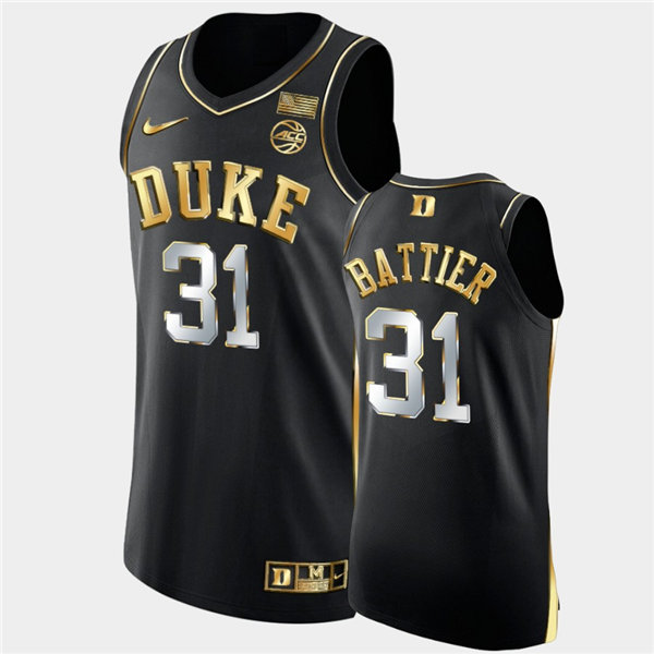 Mens Duke Blue Devils Retired Player #31 Shane Battier Nike Black Golden Edition Basketball Jersey