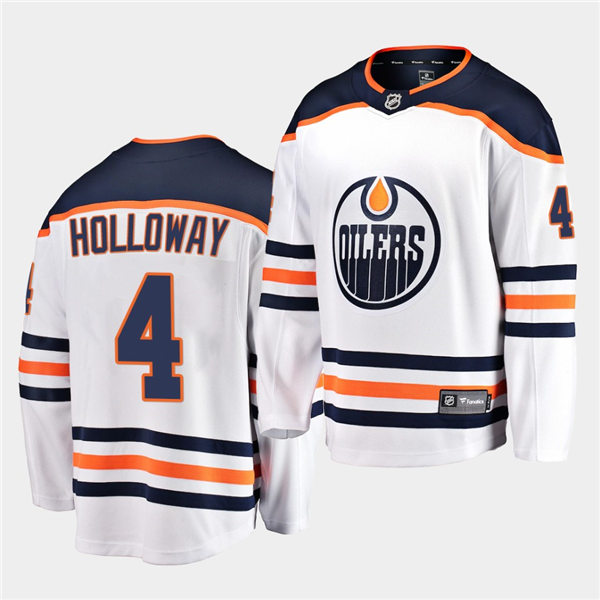 Mens Edmonton Oilers #4 Dylan Holloway adidas Away White Jersey Stitched