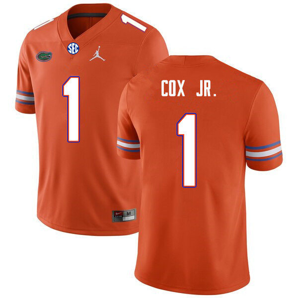 Mens Florida Gators #1 Brenton Cox Jr. Orange Jordan Brand College Football Game Jersey