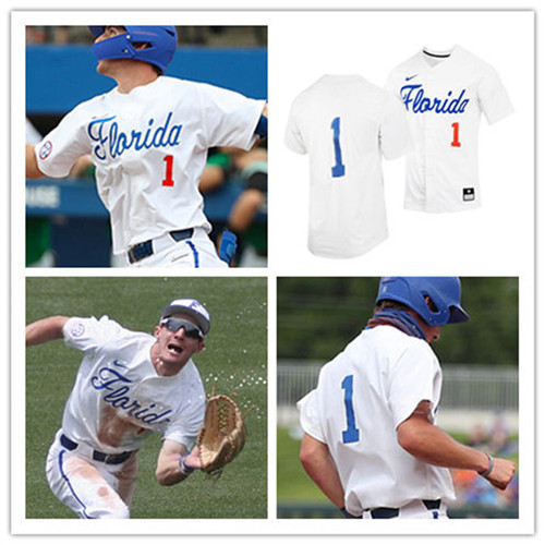 Mens Florida Gators #1 Jacob Young Nike 2020 White Florida College Baseball Game Jerseys