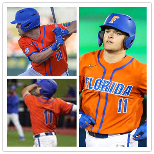 Mens Florida Gators #11 Nathan Hickey Nike 2020 Orange Florida College Baseball Game Jerseys