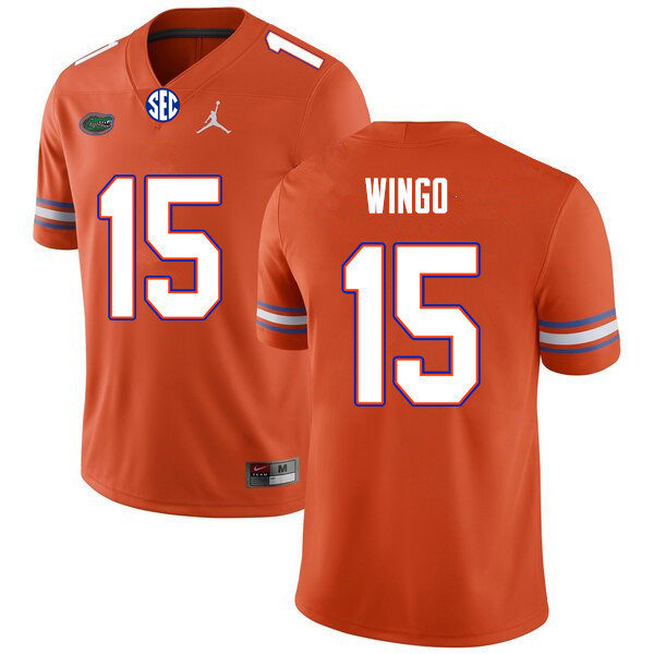 Mens Florida Gators #15 Derek Wingo Orange Jordan Brand College Football Game Jersey
