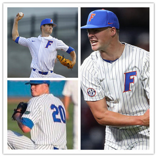 Mens Florida Gators #20 Nick Pogue Nike 2021 White Pinstripe College Baseball Game Jersey