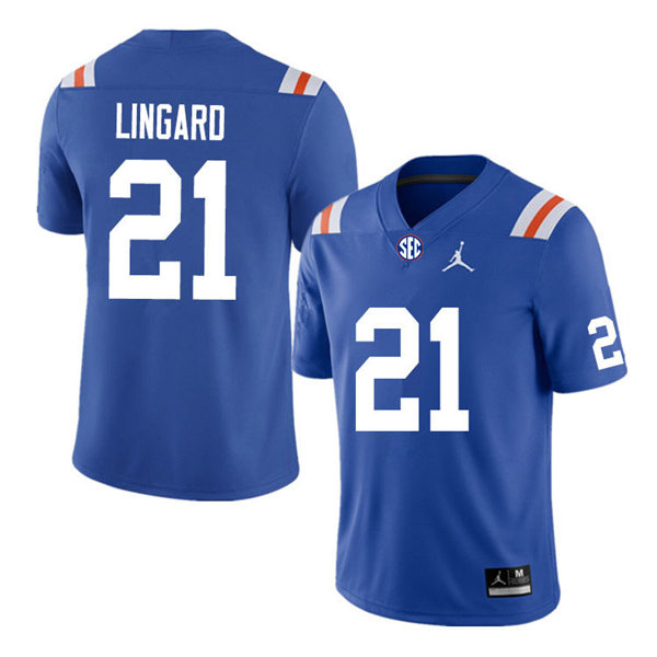Mens Florida Gators #21 Lorenzo Lingard Jordan Brand Royal Retro 1960's Football Jersey