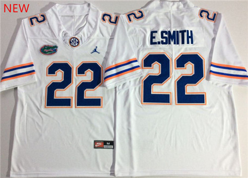 Mens Florida Gators #22 Emmitt Smith White Jordan Brand College Football Game Jersey
