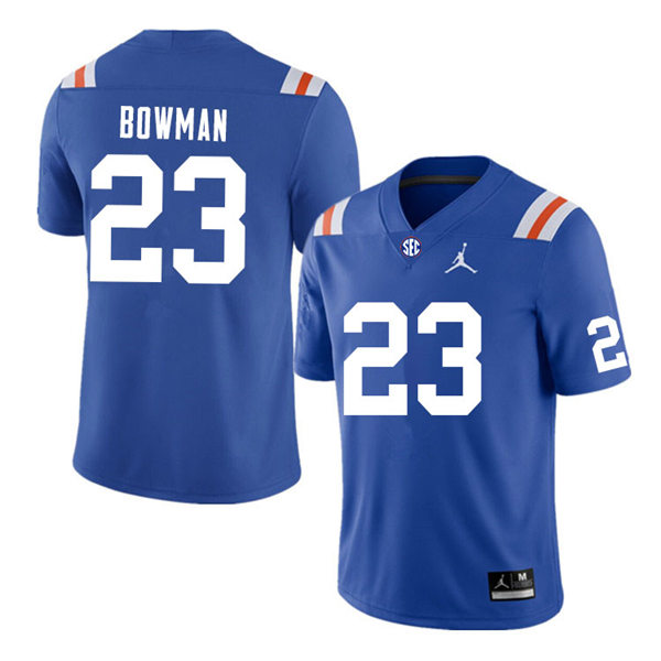 Mens Florida Gators #23 Demarkcus Bowman Jordan Brand Royal Retro 1960's Football Jersey