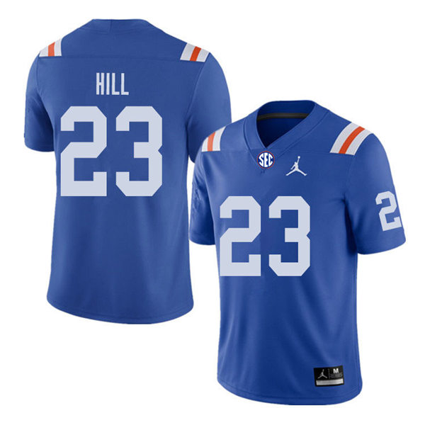 Mens Florida Gators #23 Jaydon Hill Jordan Brand Royal Retro 1960's Football Jersey