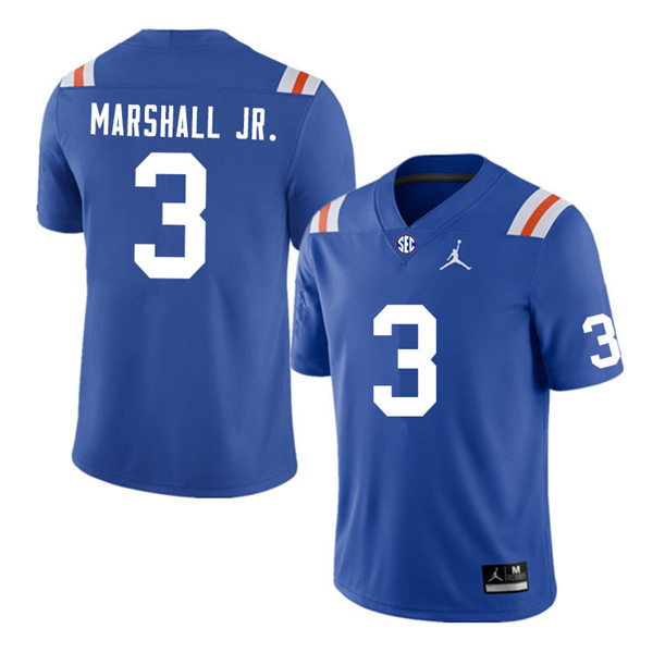 Mens Florida Gators #3 Jason Marshall Jr. Jordan Brand Royal Retro 1960's Football Jersey