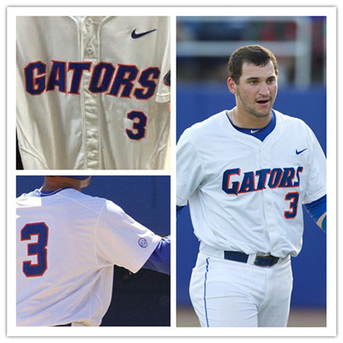 Mens Florida Gators #3 Mike Zunino Nike 2016 White  Gators College Baseball Jersey