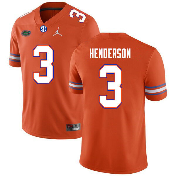 Mens Florida Gators #3 Xzavier Henderson Orange Jordan Brand College Football Game Jersey