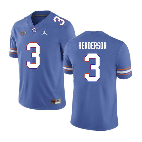 Mens Florida Gators #3 Xzavier Henderson Royal Jordan Brand College Football Game Jersey