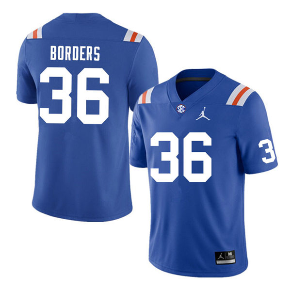 Mens Florida Gators #36 Chief Borders Jordan Brand Royal Retro 1960's Football Jersey