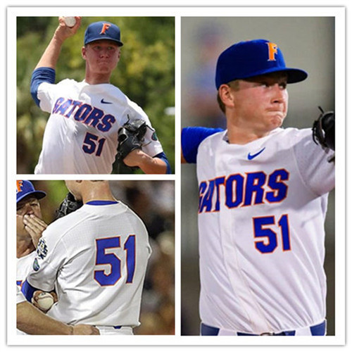 Mens Florida Gators #51 Brady Singer Nike 2016 White  Gators College Baseball Jersey