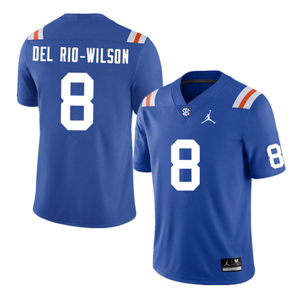 Mens Florida Gators #8 Carlos Del Rio-Wilson  Jordan Brand Royal Retro 1960's Football Jersey