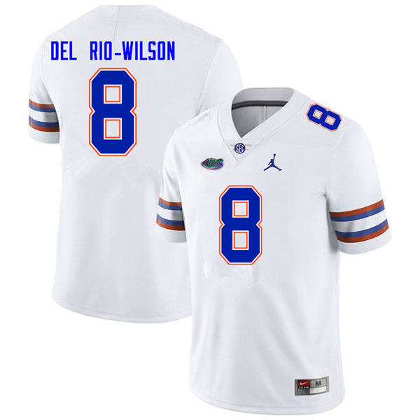 Mens Florida Gators #8 Carlos Del Rio-Wilson White Jordan Brand College Football Game Jersey