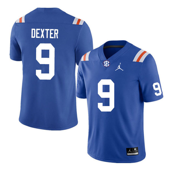 Mens Florida Gators #9 Gervon Dexter Jordan Brand Royal Retro 1960's Football Jersey