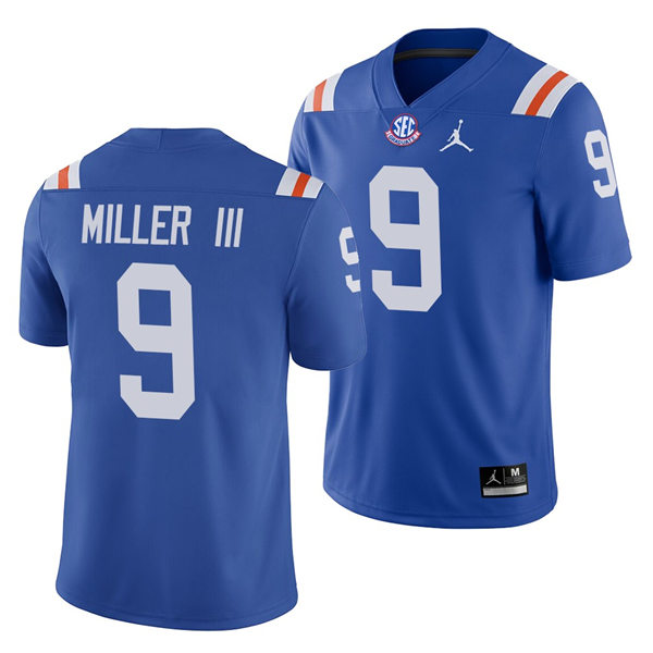 Mens Florida Gators #9 Jack Miller III Royal Stitched 1960's Retro Football Jersey
