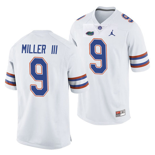 Mens Florida Gators #9 Jack Miller III White College Football Game Jersey
