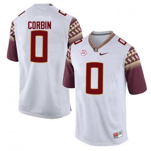 Mens Florida State Seminoles #0 Jashaun Corbin Nike White College Football Game Jersey