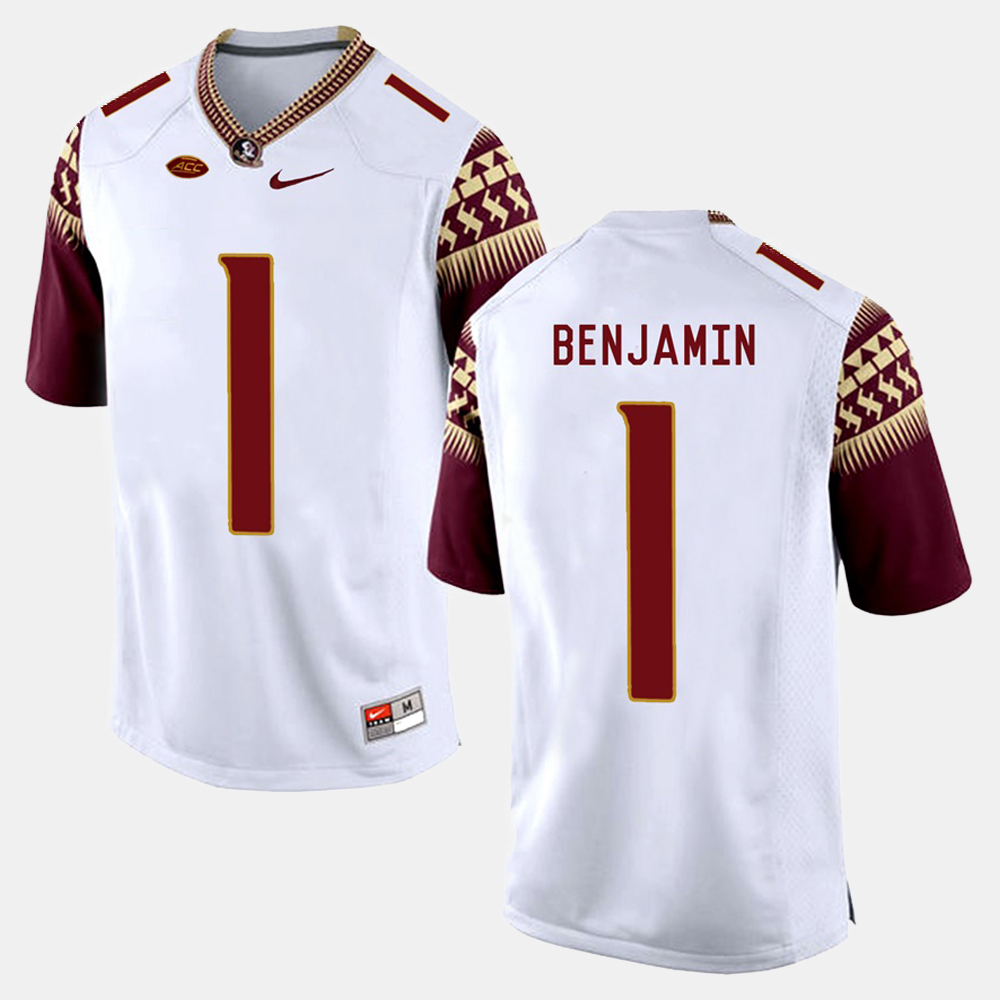 Mens Florida State Seminoles #1 BKelvin Benjamin Nike White College Football Game Jersey