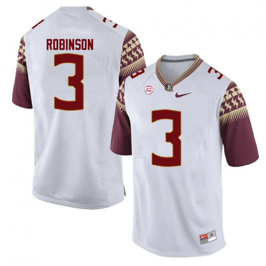 Mens Florida State Seminoles #3 Bryan Robinson Nike White College Football Game Jersey