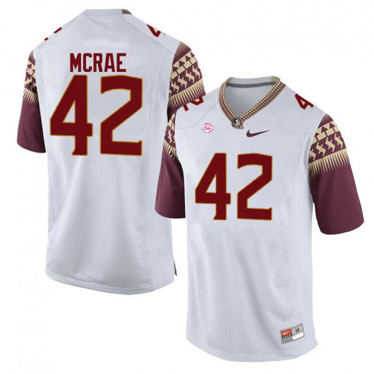 Mens Florida State Seminoles #42 Jaleel McRae Nike White College Football Game Jersey