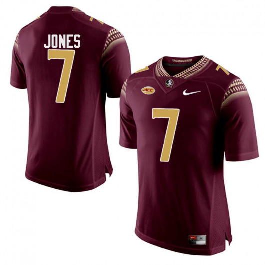 Mens Florida State Seminoles #7 Jarrian Jones Nike Garnet Gold Number College Football Game Jersey
