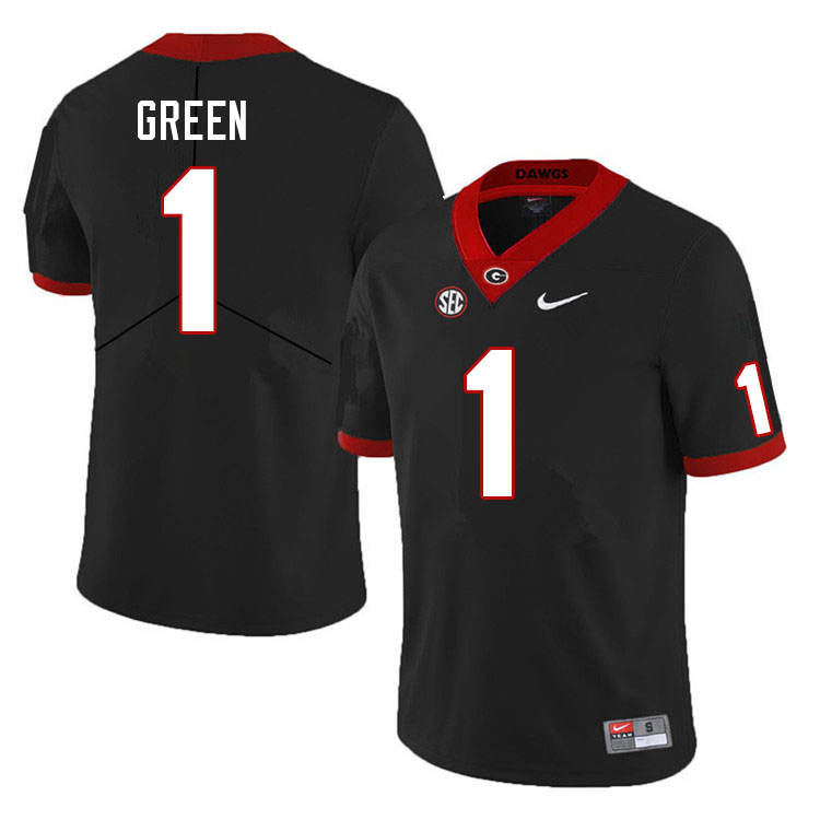 Mens Georgia Bulldogs #1 Nyland Green Nike Black Foootball Jersey