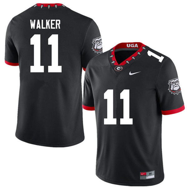 Mens Georgia Bulldogs #11 Jalon Walker Black Alternate Mascot 100th Anniversary College Football Game Jersey