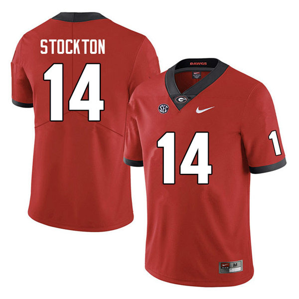 Mens Georgia Bulldogs #14 Gunner Stockton Red Home College Football Game Jersey