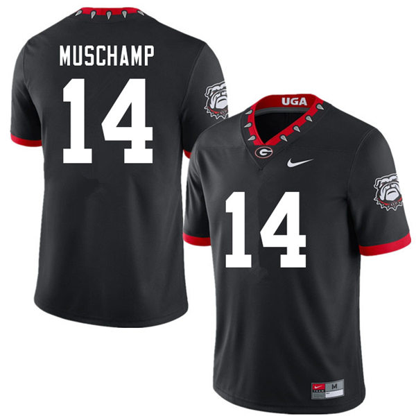 Mens Georgia Bulldogs #14 Jackson Muschamp Stitched Nike Black Alternate Mascot 100th Anniversary College Football