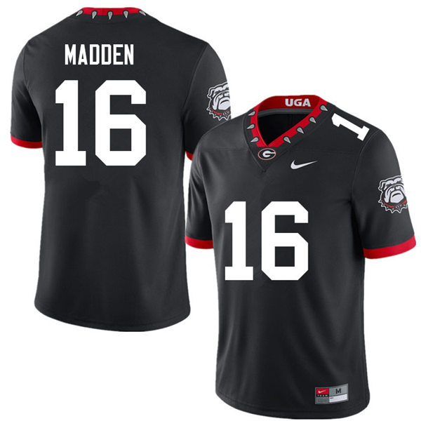 Mens Georgia Bulldogs #16 C.J. Madden Black Alternate Mascot 100th Anniversary College Football Game Jersey