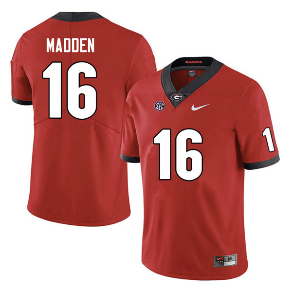Mens Georgia Bulldogs #16 C.J. Madden Red Home College Football Game Jersey