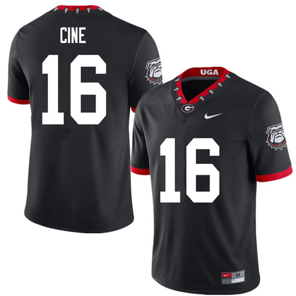 Mens Georgia Bulldogs #16 Lewis Cine Nike Black Alternate Mascot 100th Anniversary College Football Game Jersey
